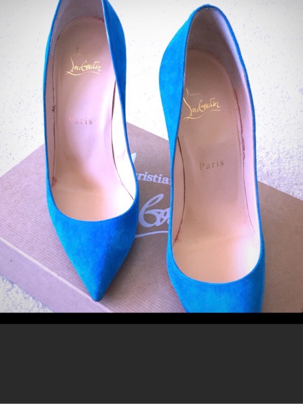 Christian Louboutin Blue Suede Pointed-Toe Pumps